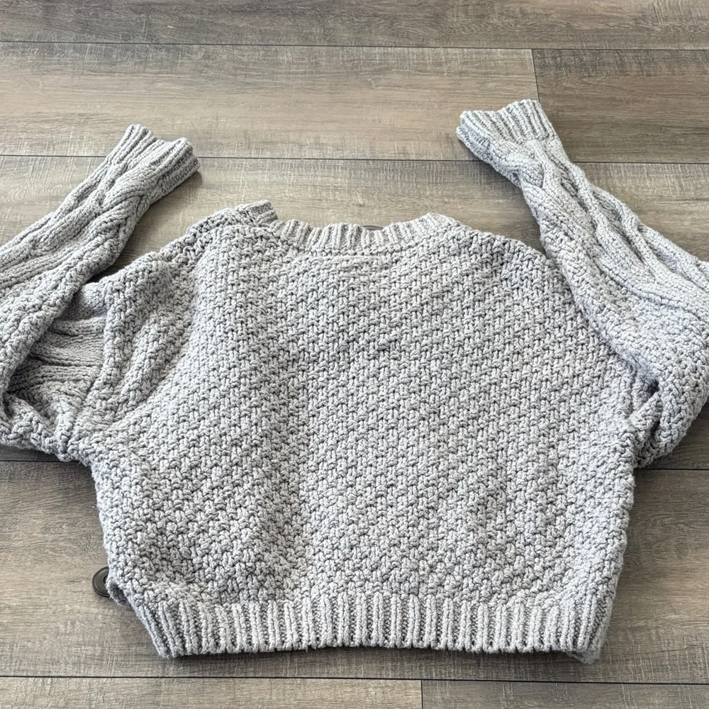 Free People Bonfire Gray Cable Knit Cardigan - Picture 3 of 3
